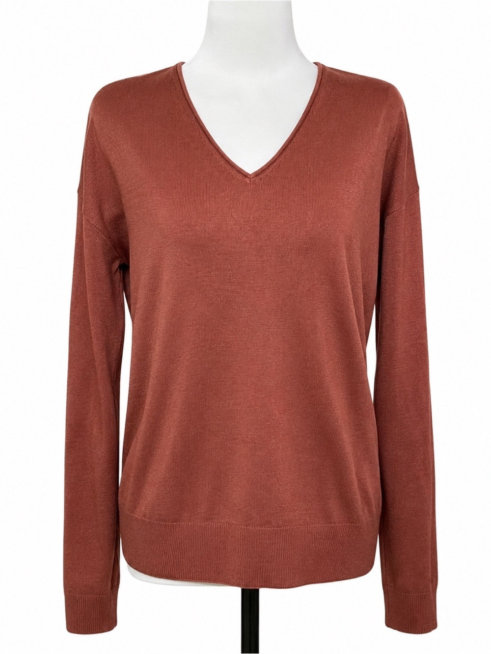 NWT Katie Waltman Rust V-Neck Knit Sweater Women’s S/M Lightweight Pullover